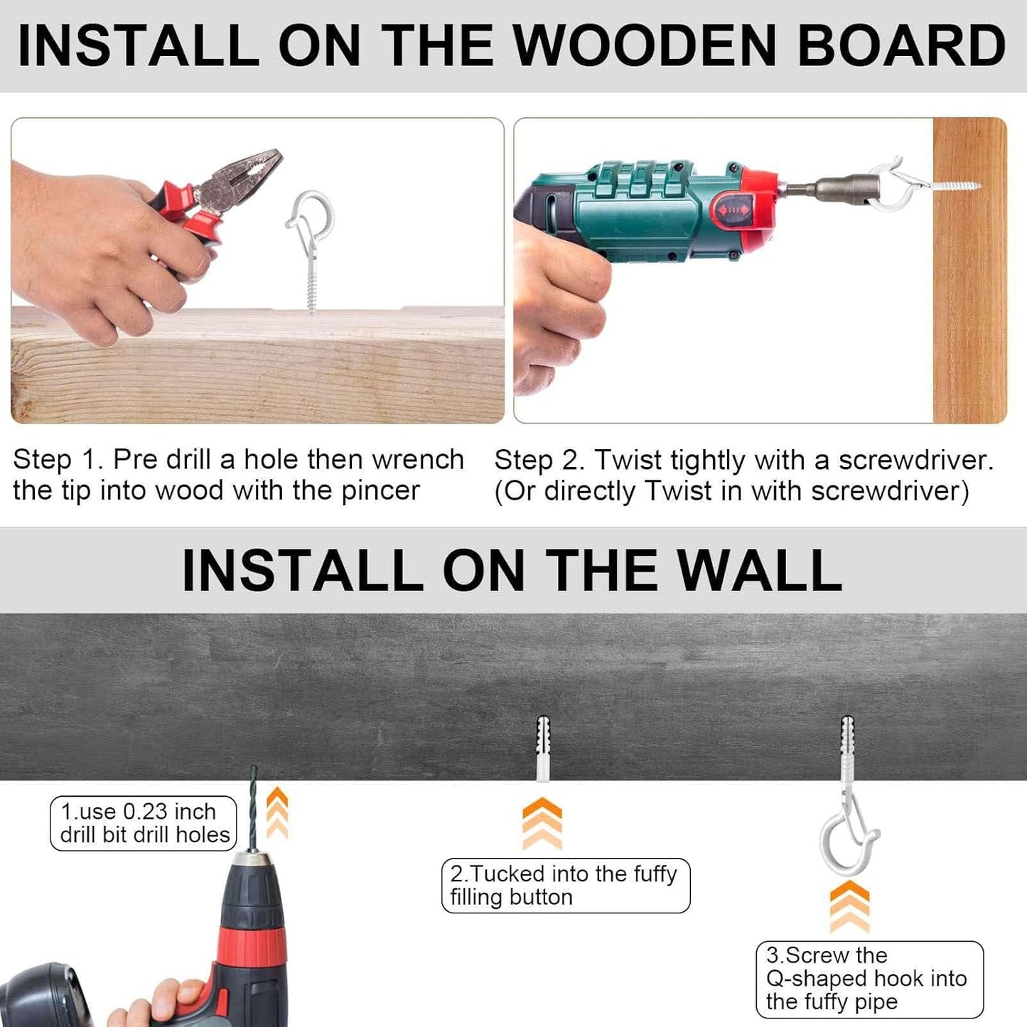 36 PCS Q-Hanger Hooks, Screw Hooks for Outdoor String Lights, Safety Buckle Design Cup Eye Hook for Hanging Christmas Lights, Plants, Mounted on Wall Ceiling, Include 1 Wing Nut Driver, White