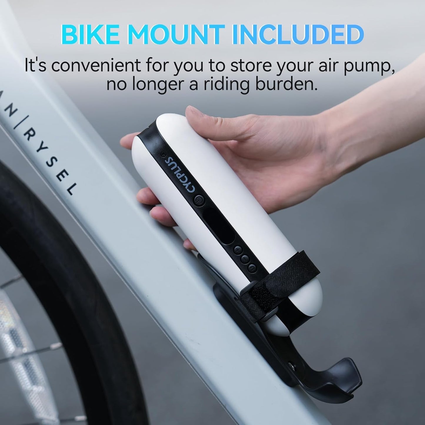 CYCPLUS Electric Air Compressor Portable Bicycle Pump Car Tire Inflator, Max 150 PSI, Auto Shut-Off Air Pump with Presta and Schrader Valves for All Bicycles Motorcycles and Cars