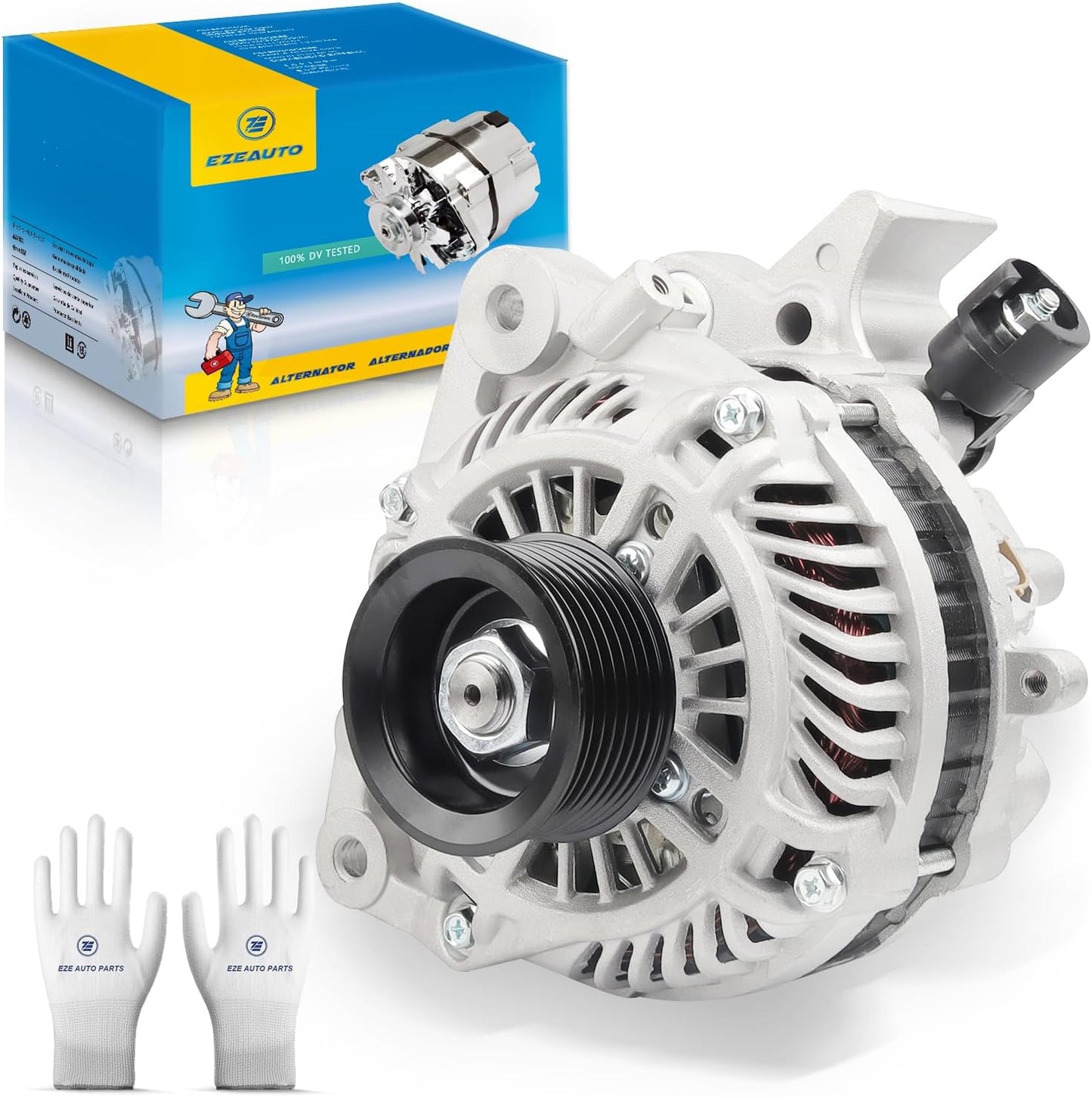 Ezexpreze Alternator 11176N Replacement for 2006-2011 Honda Civic L4 1.8L, 7-Groove Pulley, 80A 12V, OE#11176 31100RNAA01 31100RNAA01RM 31100RNAA012M2 AHGA67 A002TC1391 SB347 LRA3157