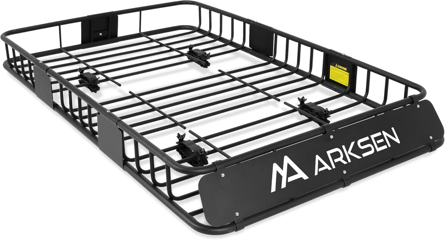 ARKSEN 64 x 39 x 6 Inch Universal 150LB Heavy Duty Roof Rack Cargo with Extension Car Top Luggage Holder Carrier Basket for SUV, Truck, & Car Steel Construction