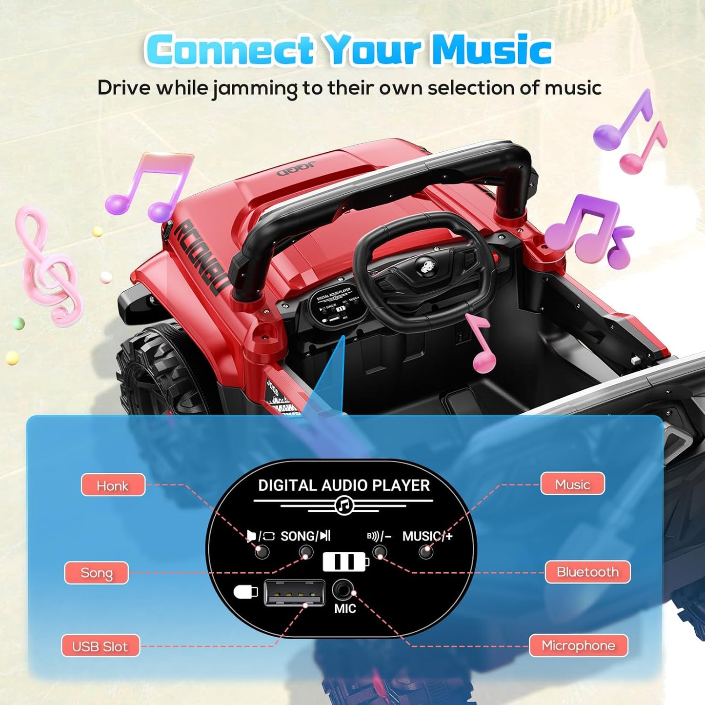 SEALIGHT 12V Kids Ride On Car Truck w/Parent Remote Control, 4 * 380W Motors, 3 Speeds, Emergency Braking, LED Lights, Music & Horn, Kids Electric Vehicles Toddler Electric Car for Girl Boy Gift