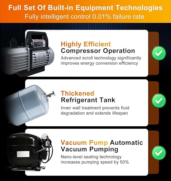 Fully Automatic Refrigerant Recovery Machine for R134a and R1234yf, Recharging Machine for Hybrid and Non-Hybrid Automotive A/C Systems