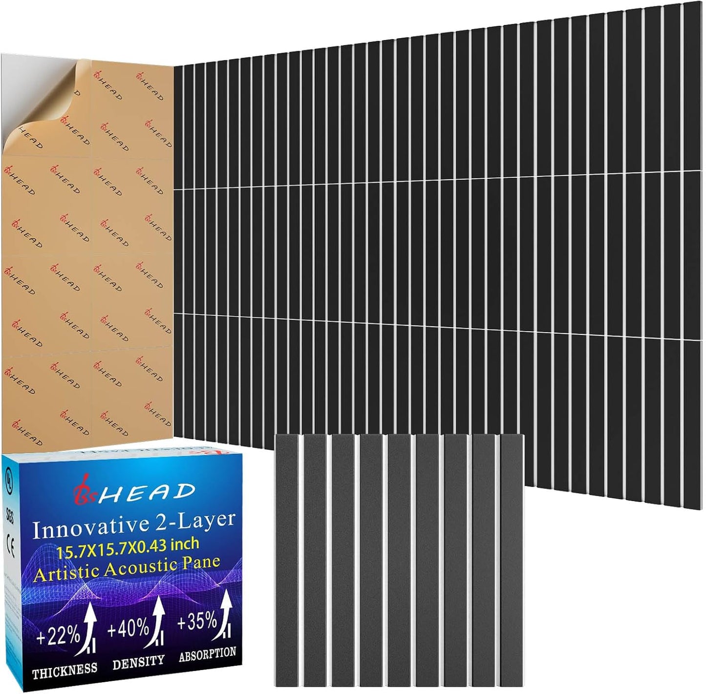 8 Pack 2-Layer Large Soundproof Wall Panels, 15.7 x 15.7 x 0.43 in Sound Proof Foam Panels for Walls, 0.9lb/ft³ High Density, 3D Acoustic Panels,Artistic Noise Dampening Panels Black&White