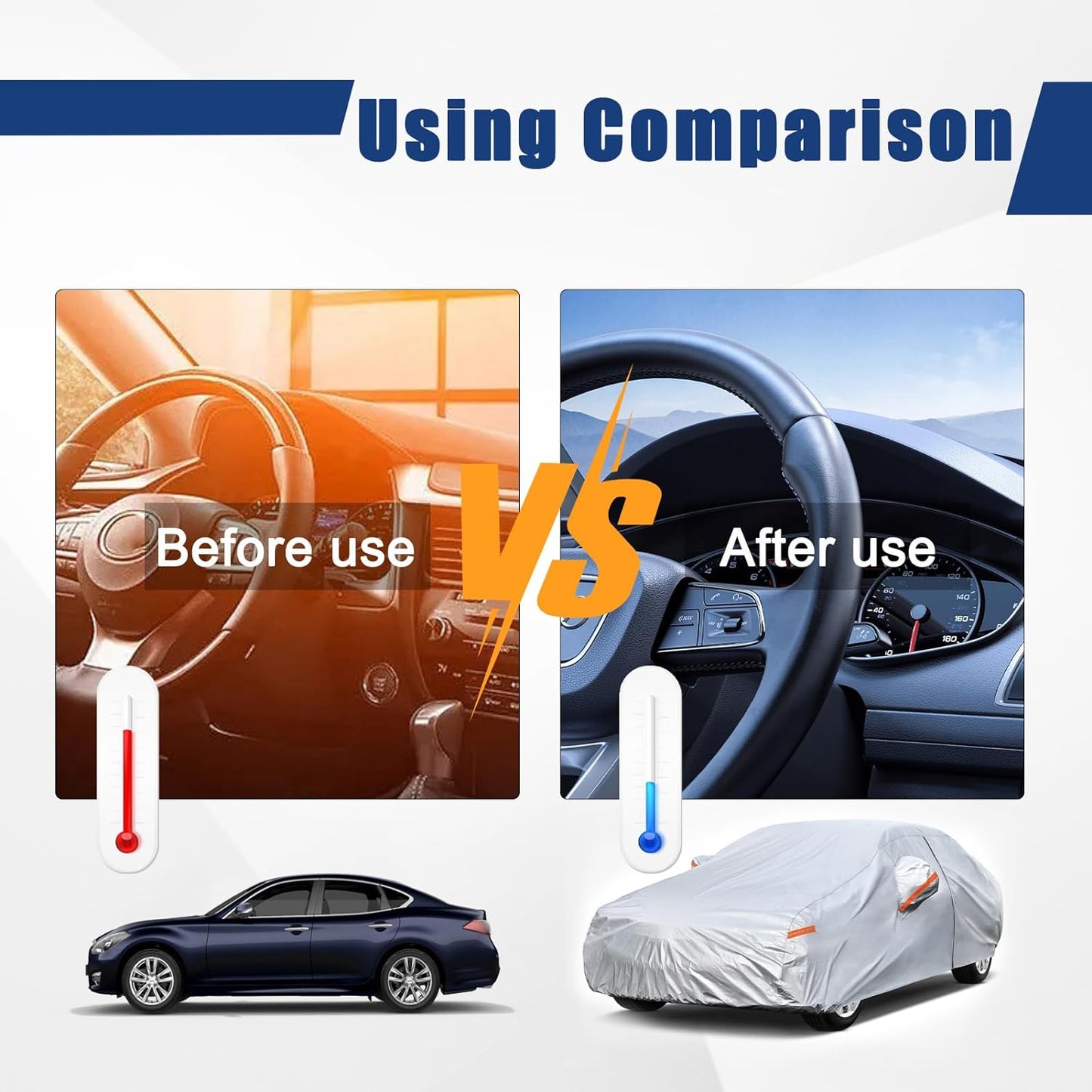 Kayme 6 Layers Car Cover Custom Fit for Mercedes Benz CLK 200 280 320 350 430 500 (1997-2025) Waterproof All Weather for Automobiles, Outdoor Full Cover Rain Sun UV Protection.Silver