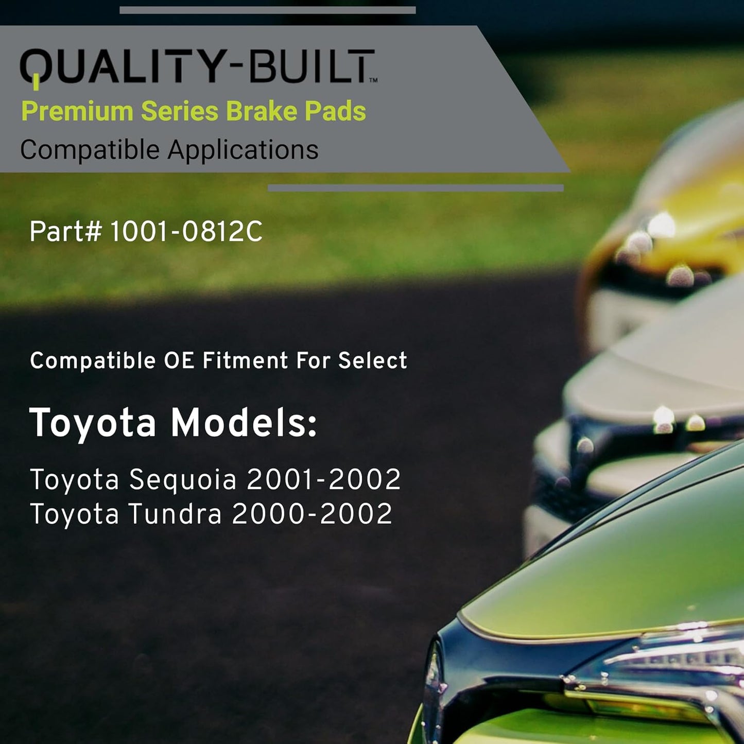 Premium Ceramic Front Brake Pads (1001-0812C) Compatible with Toyota Sequoia 2001-2002, Toyota Tundra 2000-2002