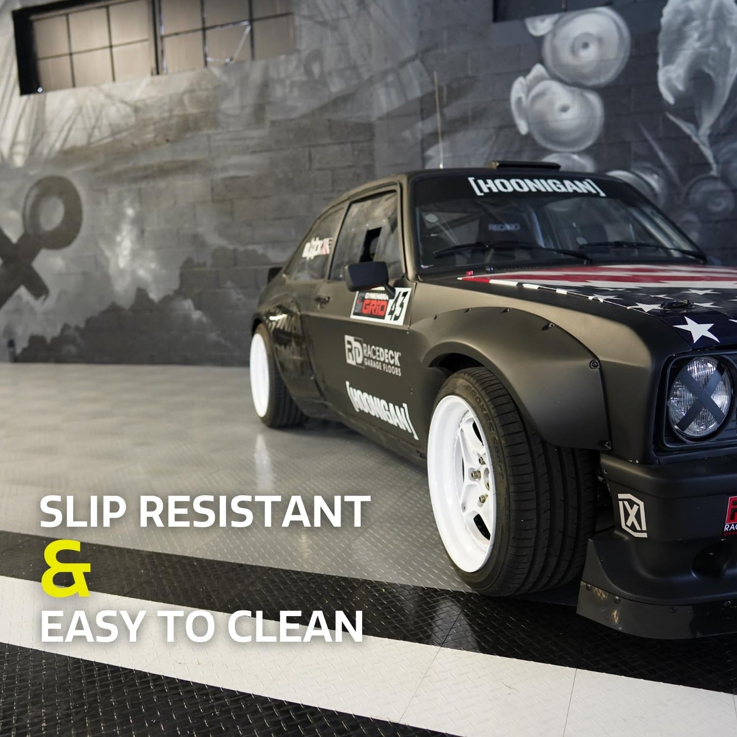 Big Floors RaceDeck Diamond Plate Design, Durable Interlocking Modular Garage Flooring Tile (White, 12 Pack of 12 x 12" Tiles)