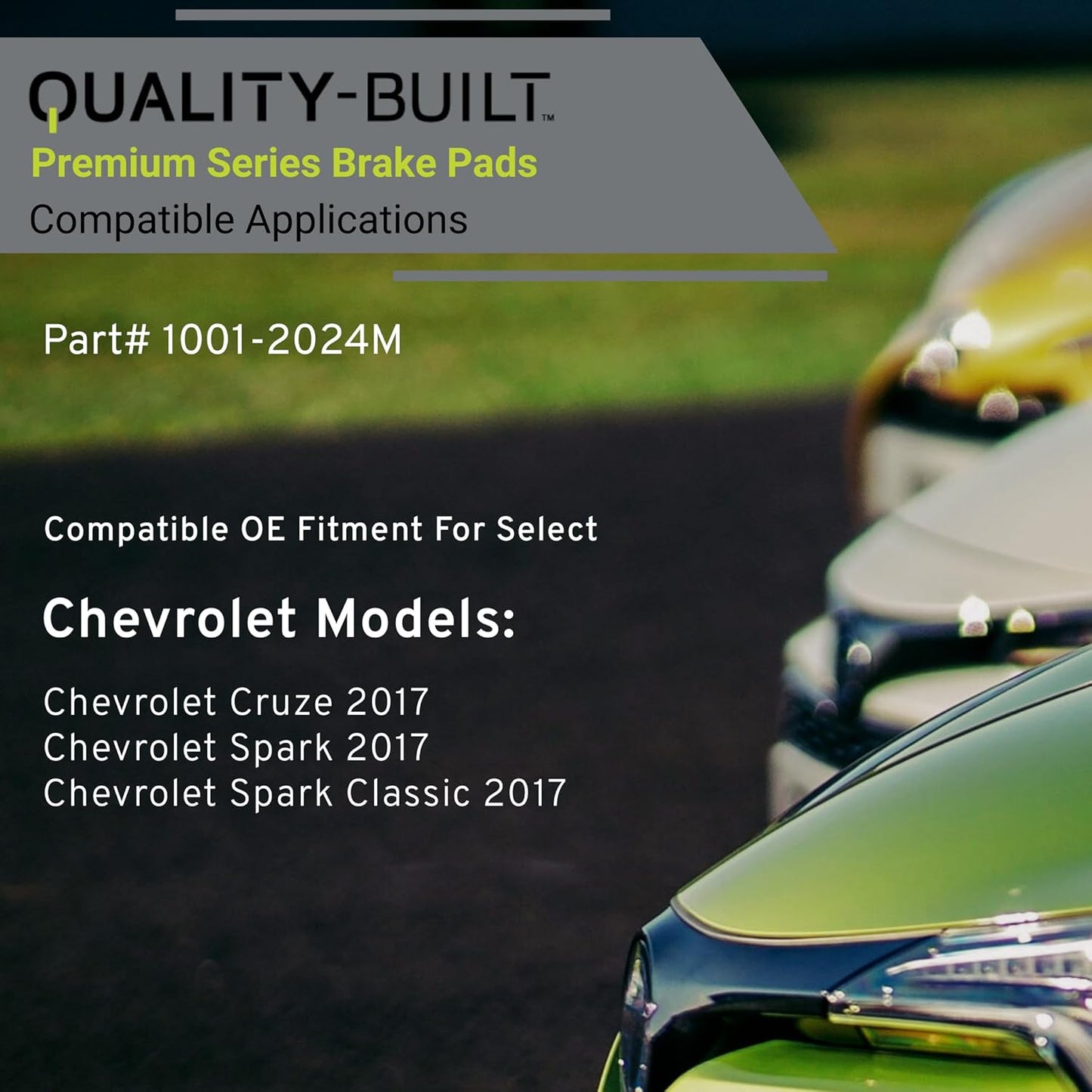 Premium Semi-Metallic Front Brake Pads (1001-2024M) Compatible with Chevrolet Cruze 2017-2017, Chevrolet Spark 2017-2017, Chevrolet Spark Classic 2017-2017