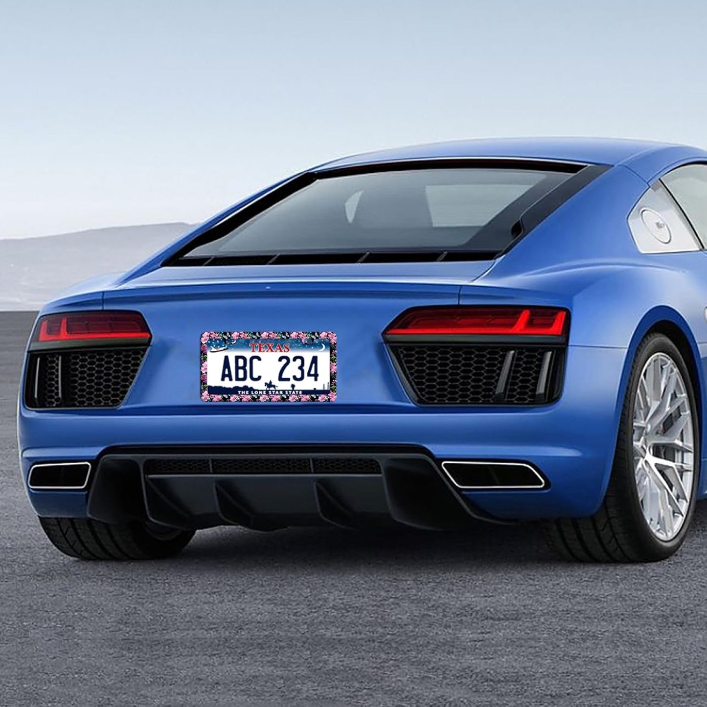 Cherry Blossom Butterfly License Plate Frame Funny License Plate Frames Stainless Steel Accessories Cars Decor with 2 Holes and Screws Fits Standard Us Ca Vehicles License Plate Holder 12.2 X 6 Inch