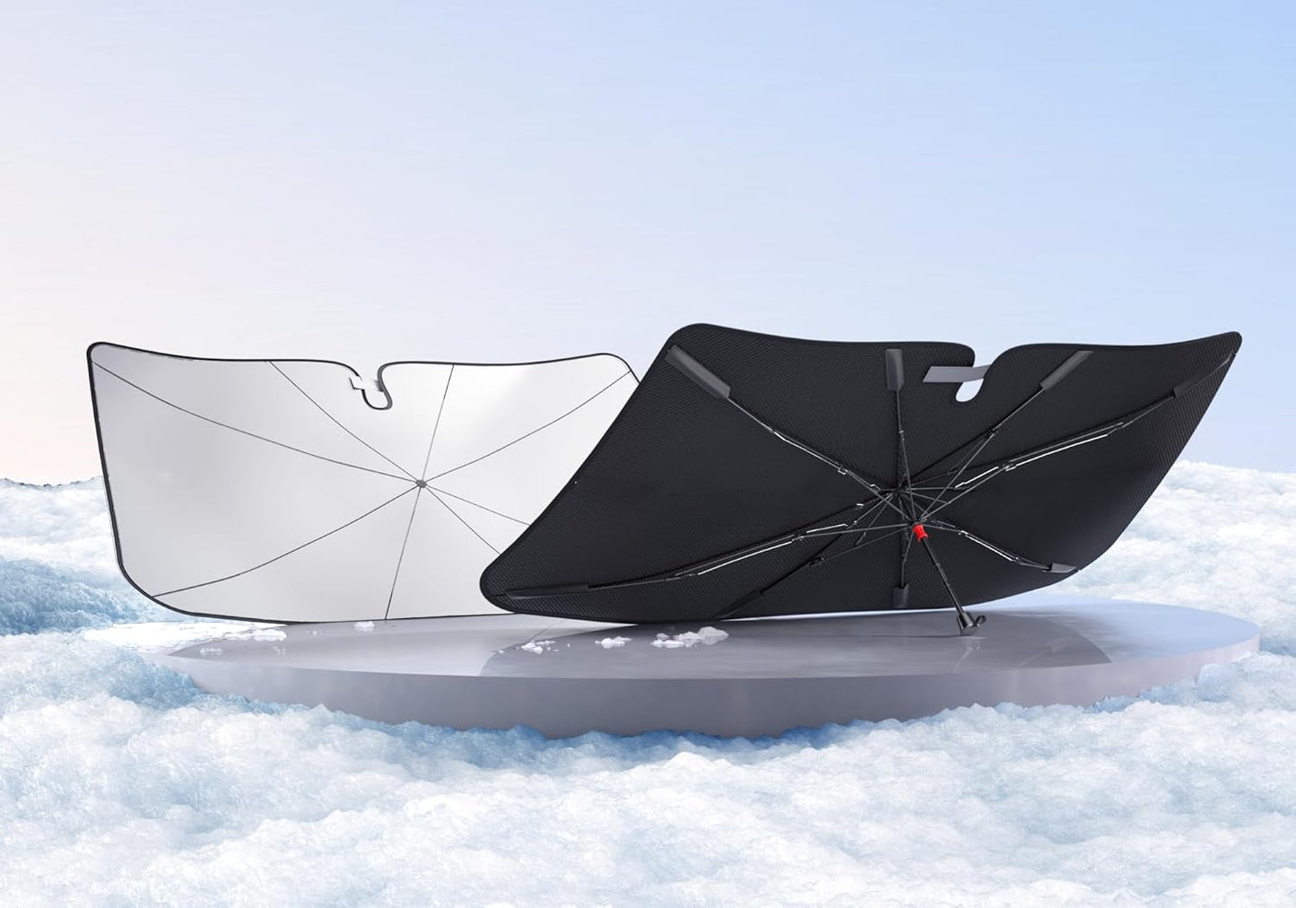 [Updated Version] Car Windshield Sun Shade, [Effective Keep Cool] Spring Structure Umbrella Sunshade for Cars Windshield, Protect from Sun Rays, Heat Damage and Protect Interior