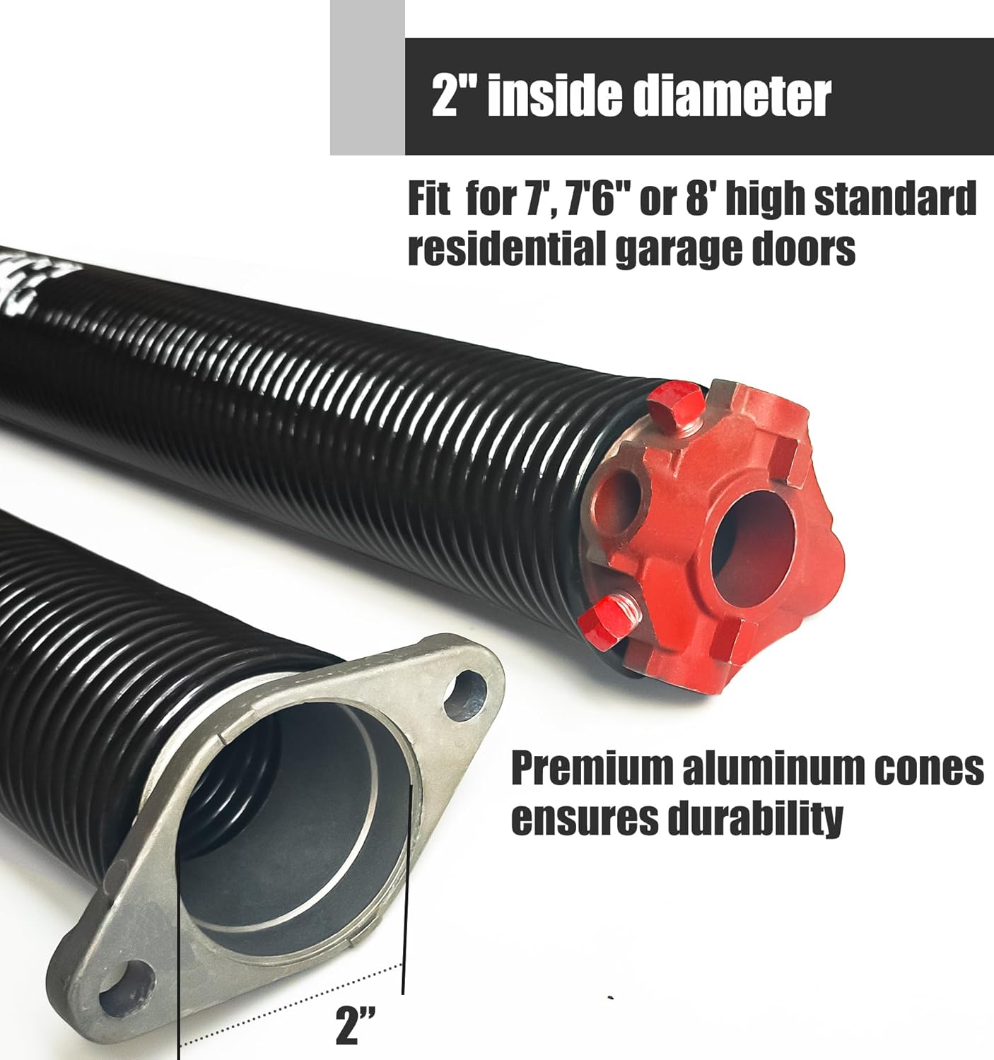 Garage Door Torsion Spring Set, Pair of 2" Electrophoresis Coated Garage Door Spring Replacement with 2 Non-Slip Winding Bars and Bearing, Minimum 16000 Cycles (.225x2x28")