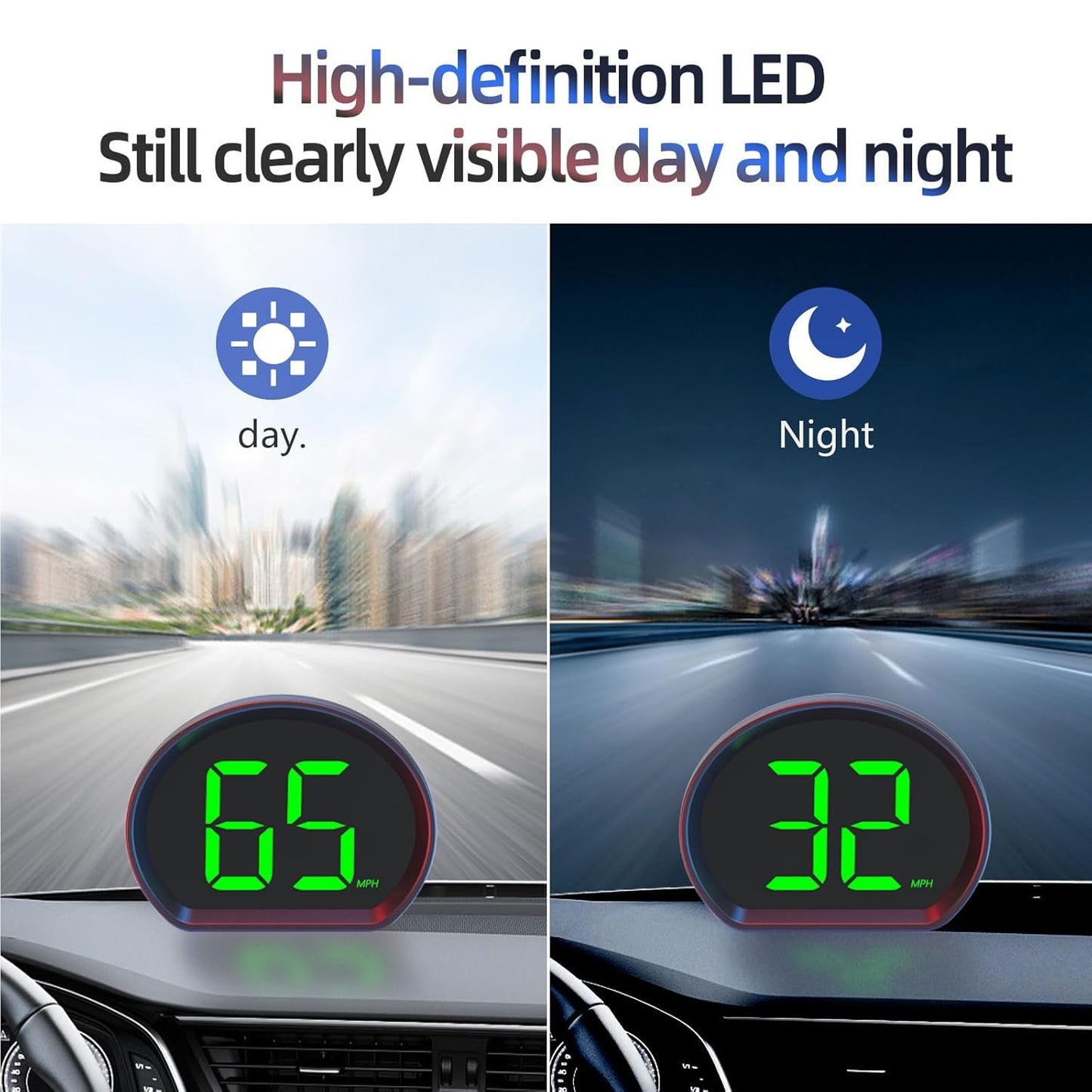 Car Mounted GPS Speedometer, Green Head up Display, Large Font and Automatically Adjustable Brightness, Universal USB Plug and Play Head up Display Suitable for All Vehicles