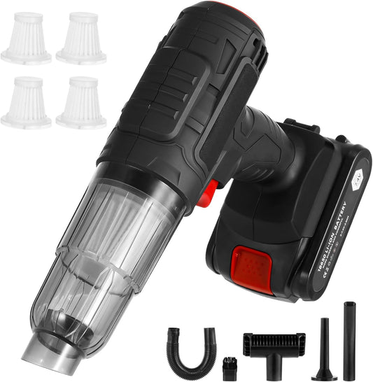 Car Vacuum Cleaner Portable Air Duster 2in1 Brushless Motor 80000 RPM Vacuum Suction Blower with LED Light Dual Use for Home Office Keyboard with 5pcs Nozzles and Carry Bag