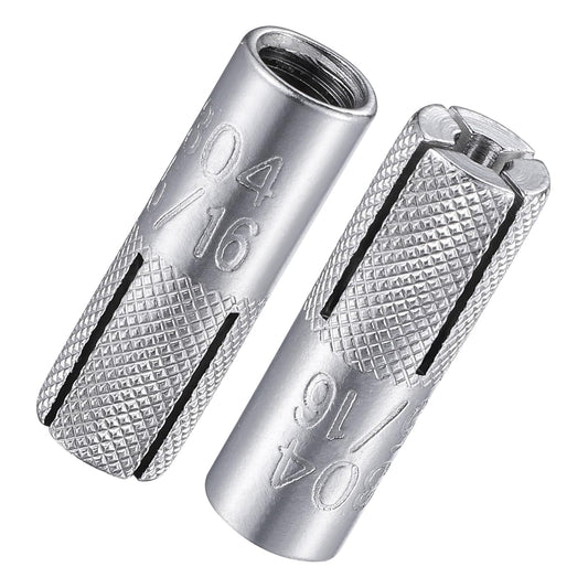 Wensilon(100 pcs) 5/16"-18 Premium Stainless Steel Drop in Anchors Assortment, Knurled Drop-in-Anchor for Solid Concrete, Internal Forced Expansion Screw Bolts