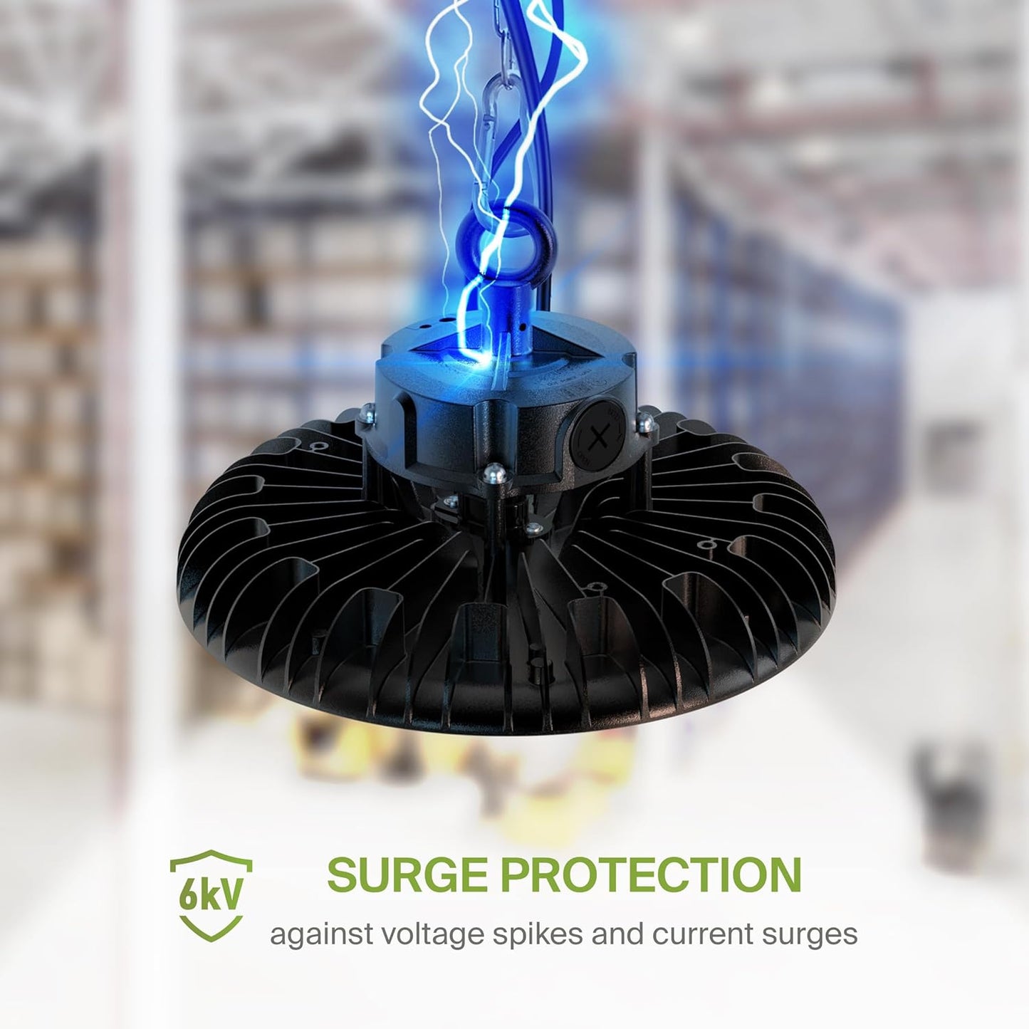 ASD LED High Bay UFO Light Fixture, Commercial Shop Lighting | Dimmable, IP69K Waterproof, DLC Premium, UL Listed | 150W 23000LM 5000K 100-277V | Warehouse, Garage, Workshop, Barn Lamp | Black, 6 Pack