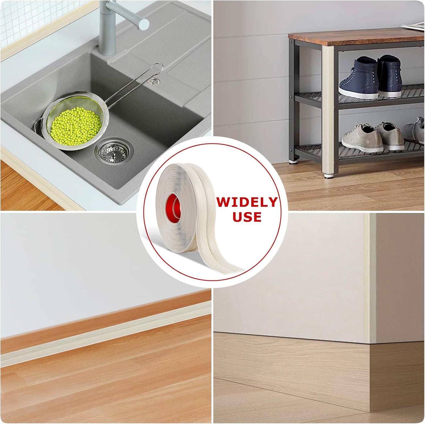 Flexible Wall Corner Protector Moulding Trim Peel and Stick Wall Corner Guards Edge Protector Self Adhesive Molding Trim Strip for Edge Ceiling (Beige Wood Grain, 0.8 in x 20 Ft)