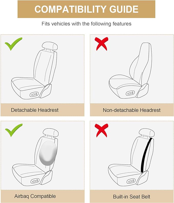 AOOG Leather Car Seat Covers for Cars SUV Pick-up Truck, Universal Front Pair