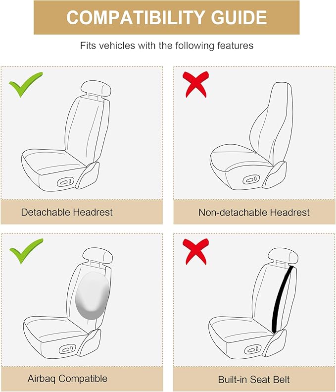 AOOG Leather Car Seat Covers for Cars SUV Pick-up Truck, Universal Front Pair Black&Red