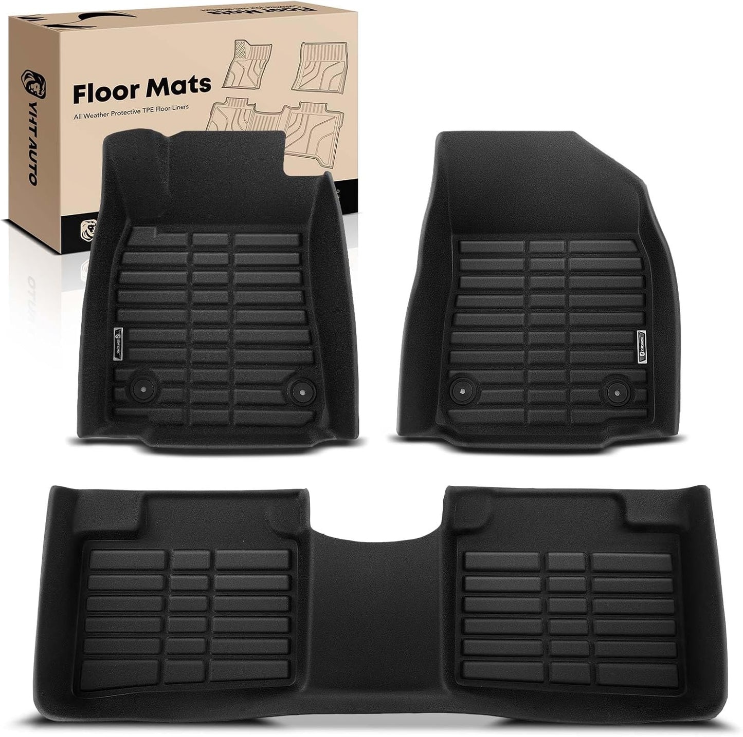 YHTAUTO Automotive All Weather Floor Mats Compatible with Lexus ES350 2007-2012, Car Mats Custom Fit TPE Floor Liners Front & Back Seat, Black, Set of 3