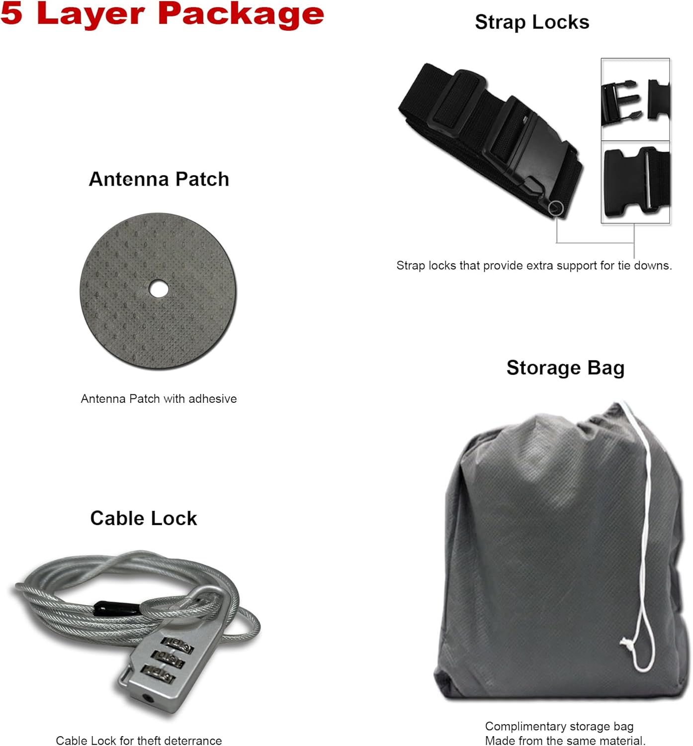 USCarCover 5 Layer All Weather Protection, Breathable Car Cover for Jeep Wrangler 2009-2025 SUV 4-Door Semi Custom Fit Pollution, Dust, Sun, Snow, Rain