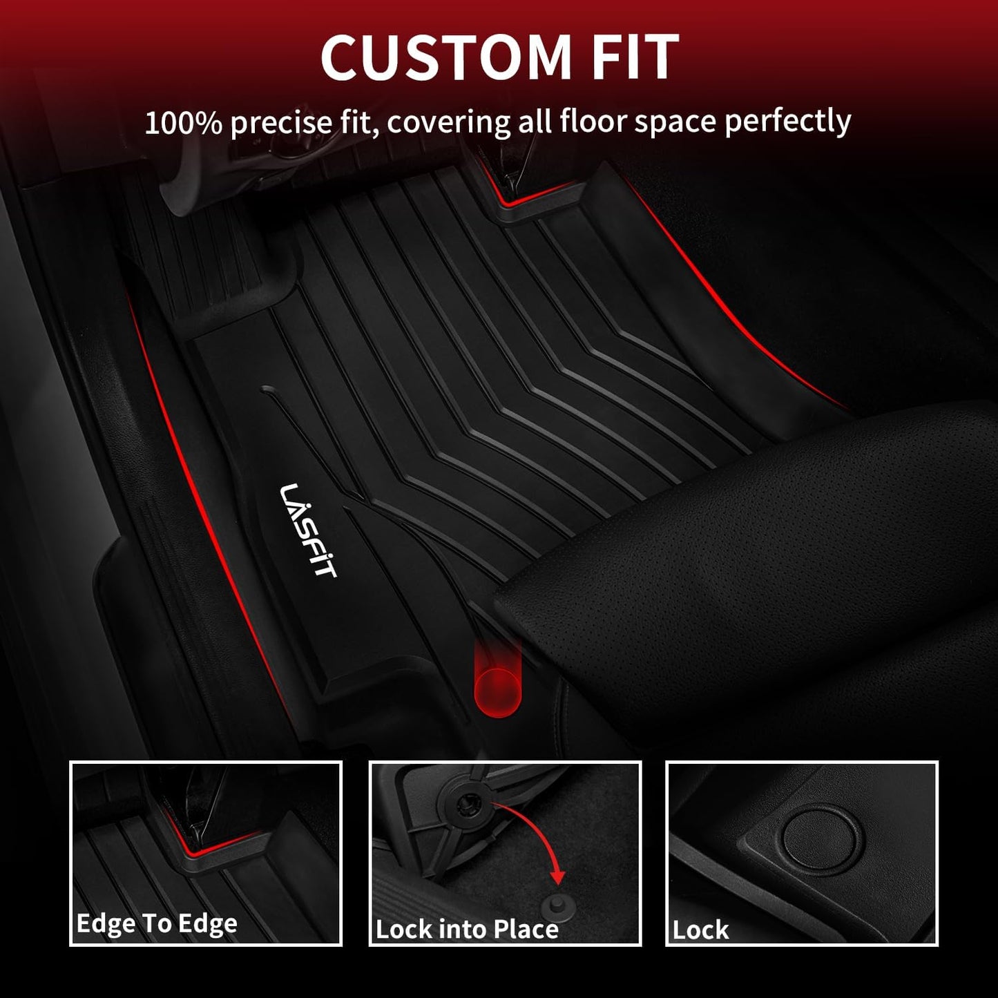 LASFIT Floor Mats for Mercedes Benz E Class E350 / E450 AMG / E53 2026 2025 2024 (Fit Sedan & All-Terrain), All Weather TPE Anti-Slip Floor Liners Fit for E Class 2024-2026, 1st & 2nd Row Set, Black