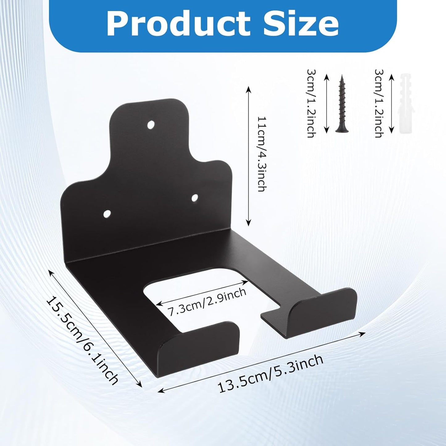 2 Pack Heavy Duty Weed Eater Hanger Wall Mount, Garage Organizer Trimmer Rack for Grass Trimmer Wall Mounted, Black Power Tool Hanger Storage Rack, Weed Wacker Hooks for Garage