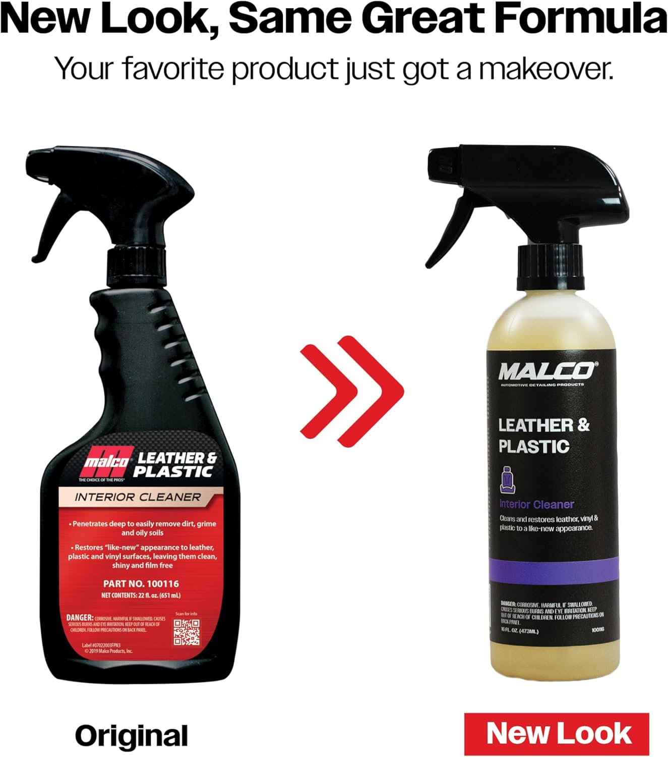Malco Leather & Plastic Cleaner – Penetrates Deep to Remove Dirt, Grime and Oily Soils/Restores Leather, Plastic and Vinyl/Leaves Surfaces Clean, Shiny and Film-Free / 16 Oz. (100116)