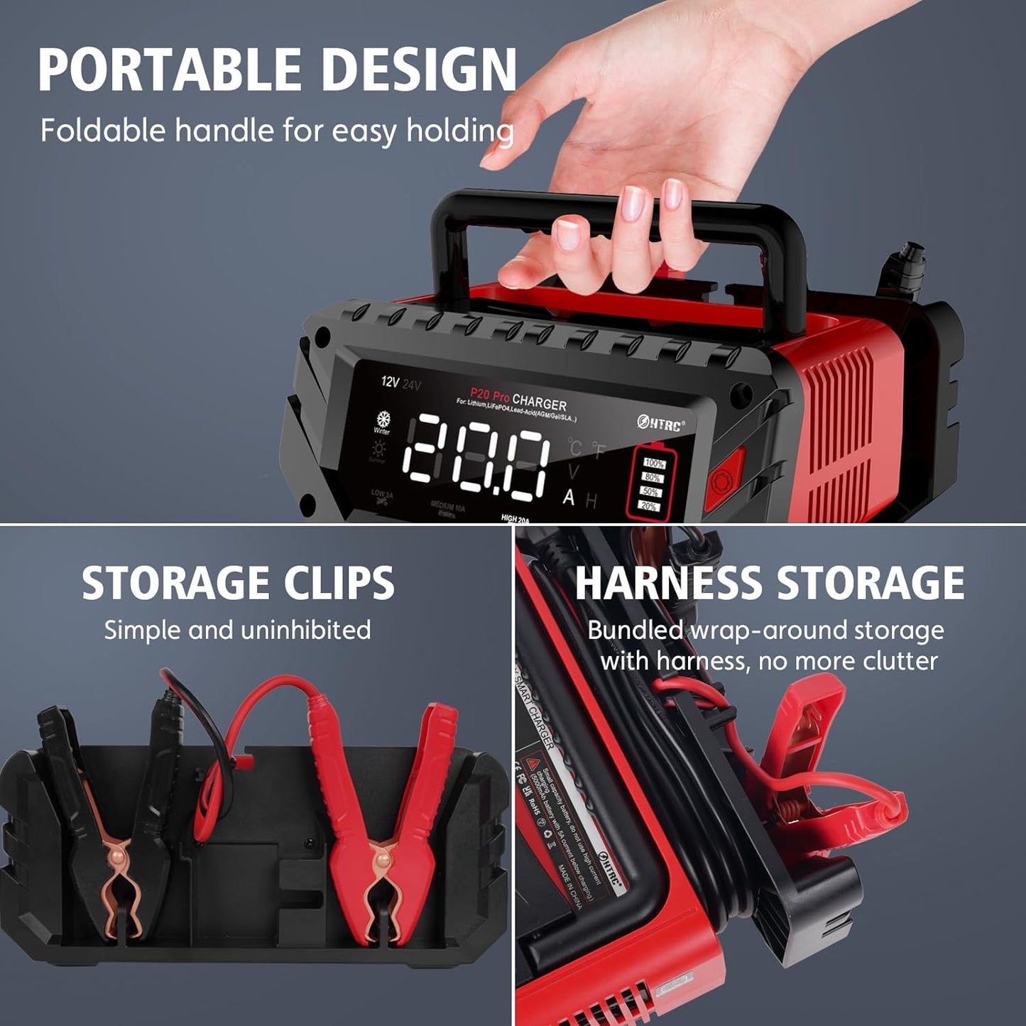 Lithium Lifepo4 Battery Charger,12V 24V AGM Deep Cycle Fully Automatic Car Battery Charger,12 Volt 24 Volt 20 amp Batetry Charger Automotive,Smart Trickle Charger