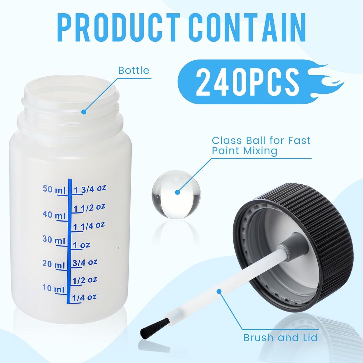Mumufy 30 Pcs Touch up Paint Bottles with Brush and Lid Empty Touch up Bottle with Mixing Balls 2 oz Fluid Capacity Leftover Paint Container for Car Scratches Repair (Black,Blue)