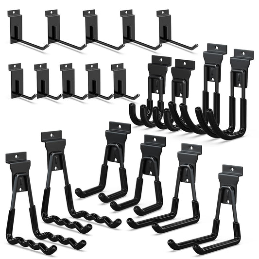 3-H Slatwall Accessories 20 Pack,Single and Double Slatwall Hooks & Hangers,Slat Wall Hanging Hooks Heavy Duty,Used as Proslat Accessories for Shop Retail Display with Garage Storage Wall Panel