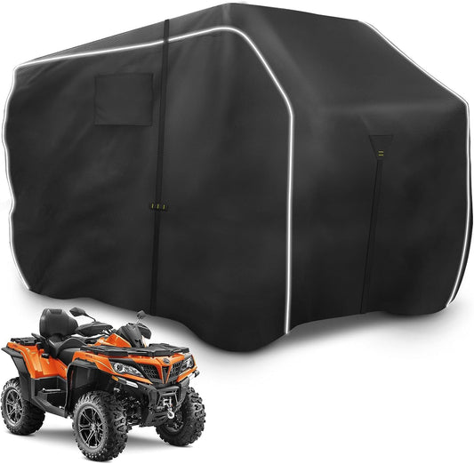 600D ATV Cover, Waterproof & Windproof 4 Wheeler Covers Outdoor Storage, Heavy Duty Quad Wheeler Cover Accessories Fit for Polaris Yamaha Suzuki Honda, 75" L x 47" W x 37" H, Black