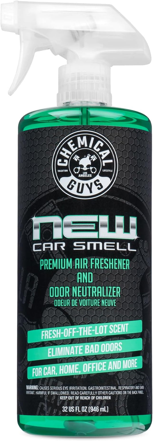 Chemical Guys New Car Smell Premium Air Freshener & Odor Eliminator - Fresh Interior Scent Spray for Cars, Trucks, SUVs, RVs, & More - Use in Home, Office, or Garage, Dorm Room - 32 oz