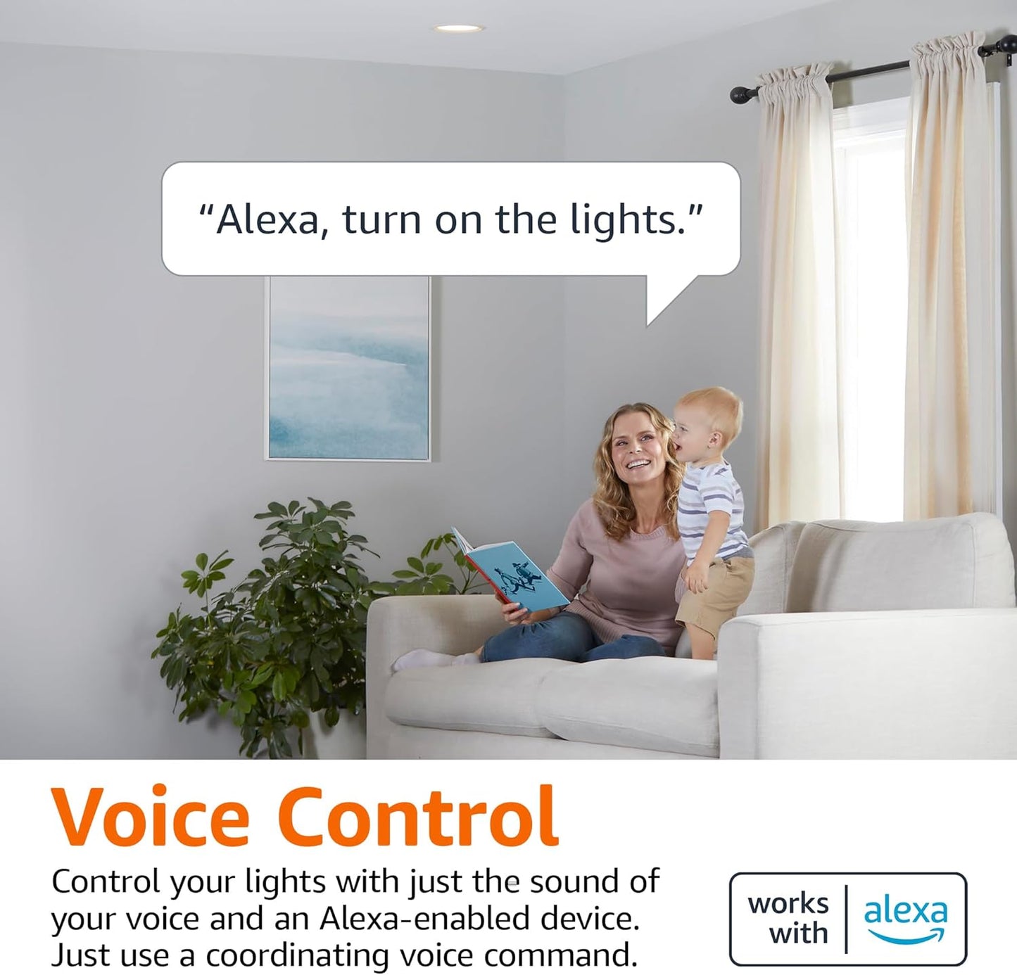 Amazon Basics Smart BR30 LED Light Bulb, Color Changing, 9W (60W Equivalent), 800LM, Works with Alexa Only, 2.4 GHz Wi-Fi, No Hub Required, 1 Pack