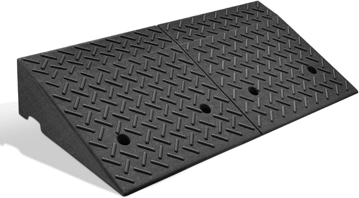 DNA MOTORING 1pcs 5.7" Rise Rubber Curb Ramp Heavy Duty Loading Driveway Ramp Threshold Ramp 38.6 in L x 14.8 in W x 5.7 in H for Loading Dock, Warehouse, Wheelchair, Motorcycles, Cars, TOOLS-00647