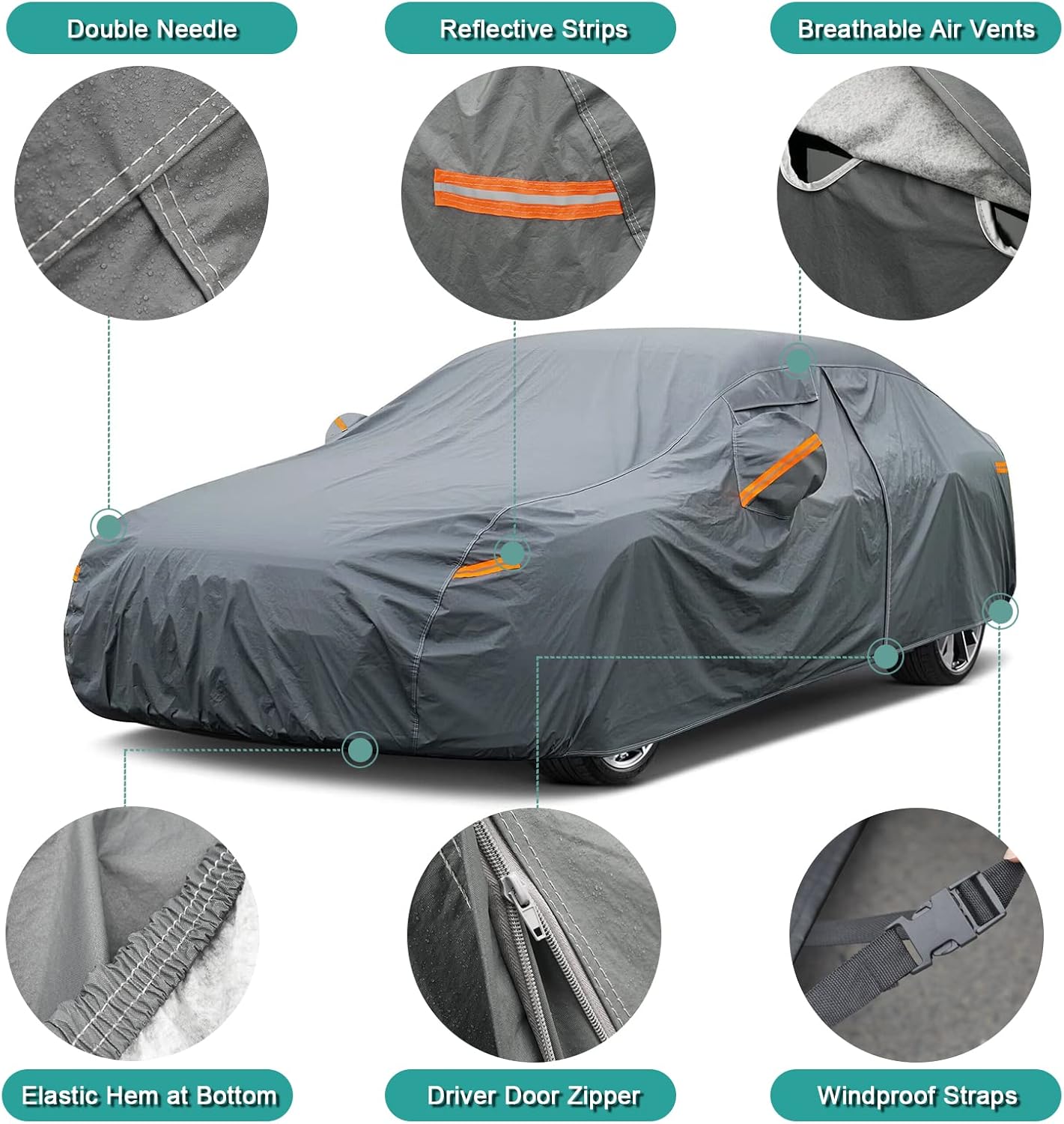 Premium Car Cover Custom Fit Mazda CX-9/CX-90/CX 9/CX 90 (2007-2025), 16 Layers Heavy Duty Car Cover Waterproof All Weather with Zipper Door for Sun Rain Snow Dust Uv Protection
