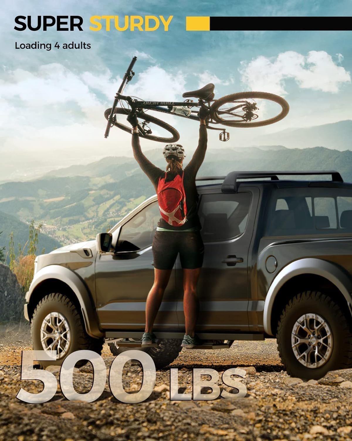 KYX Running Boards & Steps Nerf Bars Compatible with Ford F250 F350 Super Duty Crew Cab 1999-2016, A Pair 6 inch Car Door Side Steps Nerf Bars Truck Boards Step Rails-Dual Stairs