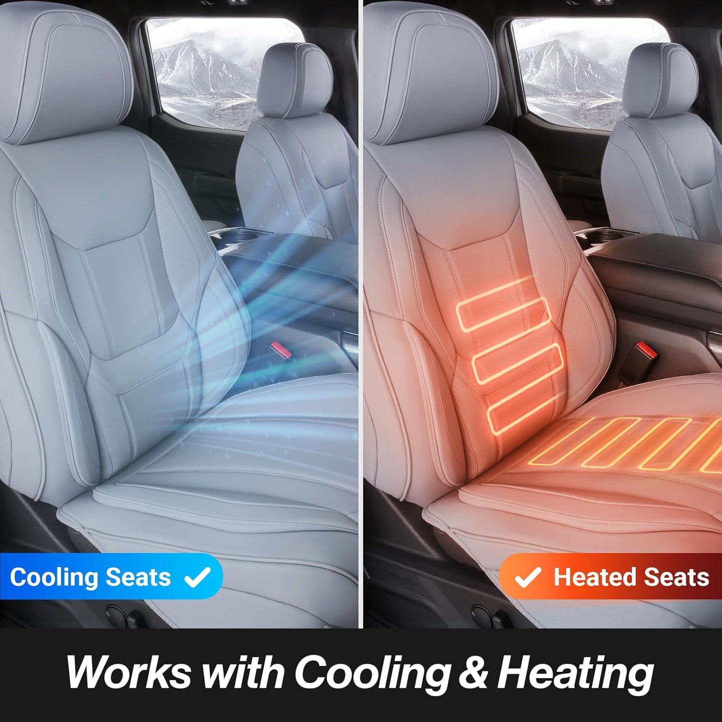 Coverland Custom Car Seat Covers Compatible with 2024-2025 Tacoma Xtra Cab, Double Cab - Premium Leather Non-Slip Waterproof Custom Interior Protector Full Set-Gray [See Size Chart-Size X143]