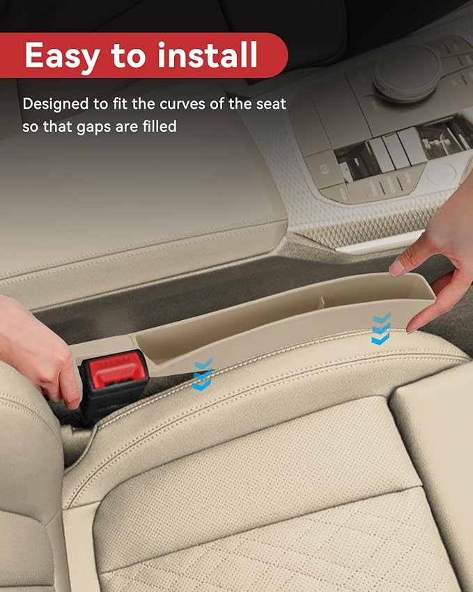 Car Seat Gap Filler, Seat Gap Organizer with Phone Holder, Car Seat Accessories, Car Organizer Fit SUV Truck-2PCS Beige