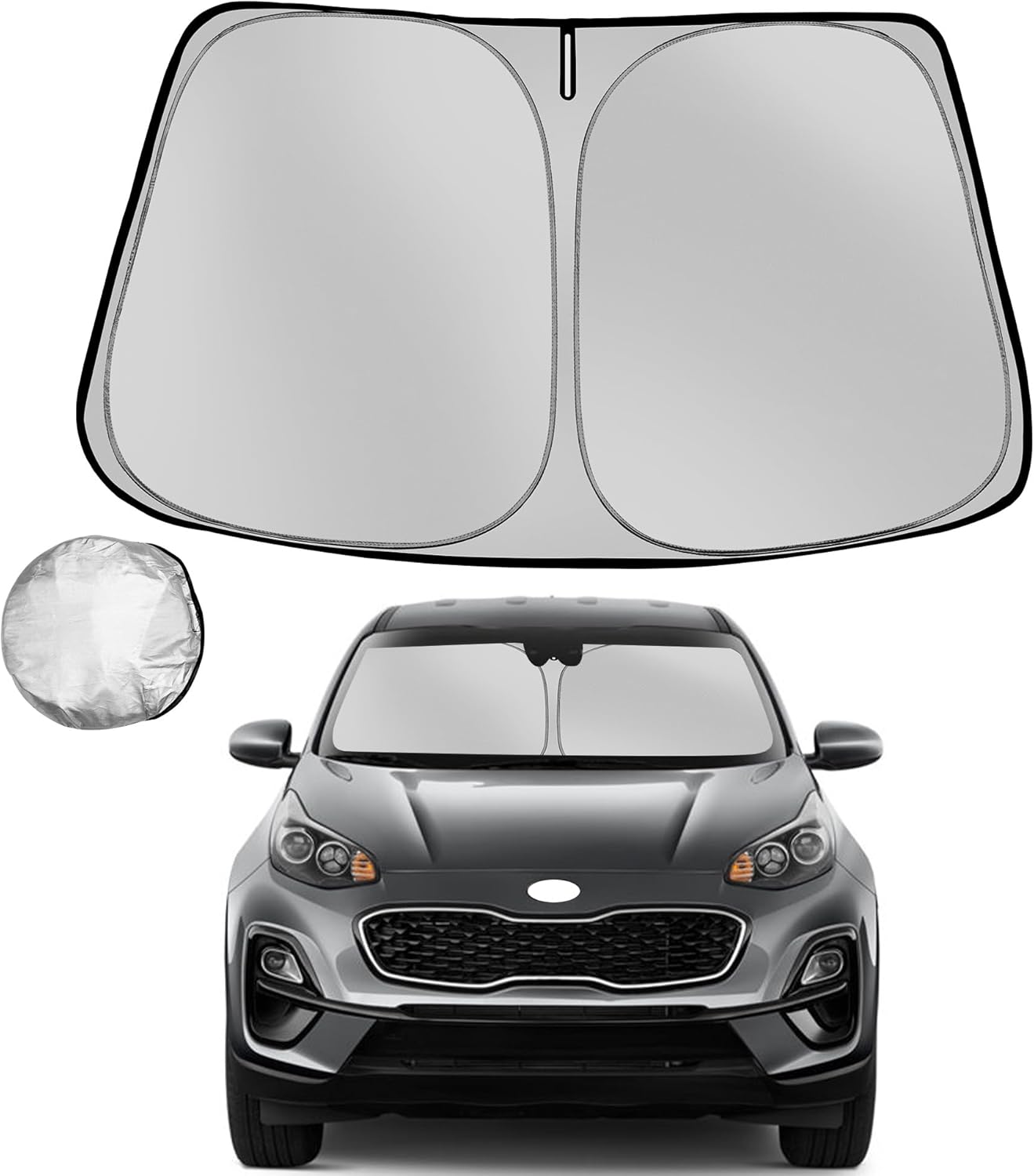 Windshield Sun Shade for 2018-2022 Kia Sportage Foldable Sun Sunshade for Car Front Window Blocks UV Rays and Heat Automotive Interior Protector Custom Fit Accessories