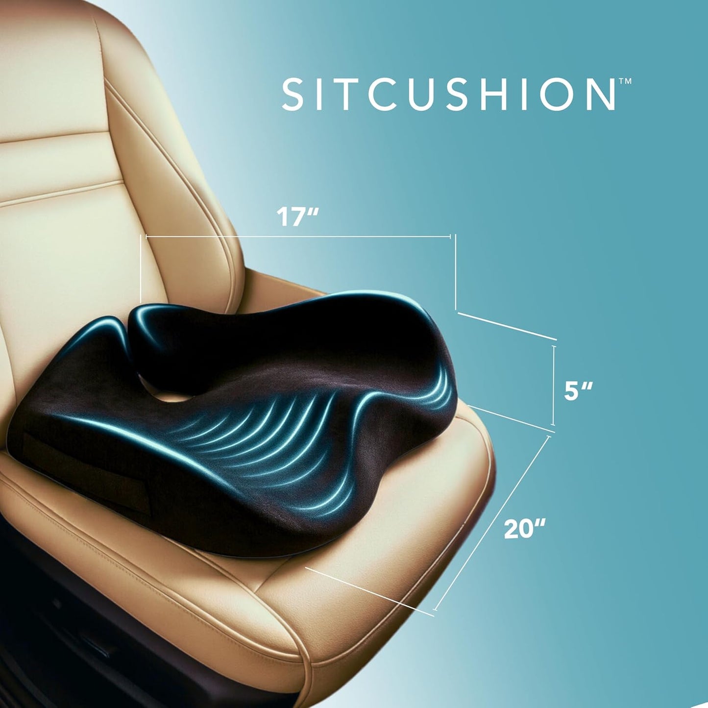 Memory Foam Car Seat Cushion for Back Pain Relief Car Cushions for Driving, Tailbone Pain. Non-Slip Pressure Relief Seat Pad for Truck Driver Essentials with Extra Cover (Black)