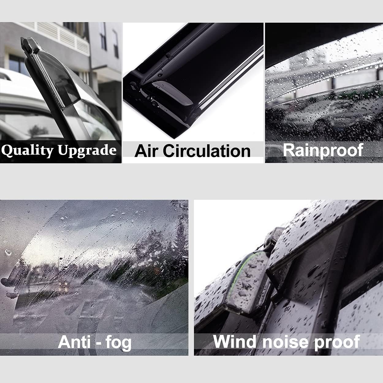 94539 Side Window Wind Deflector,4pcs Outside Mount Style Nice Sun Rain Guards Set,Dark Smoke Window Visor fit for 2005-2016 Nissan Xterra