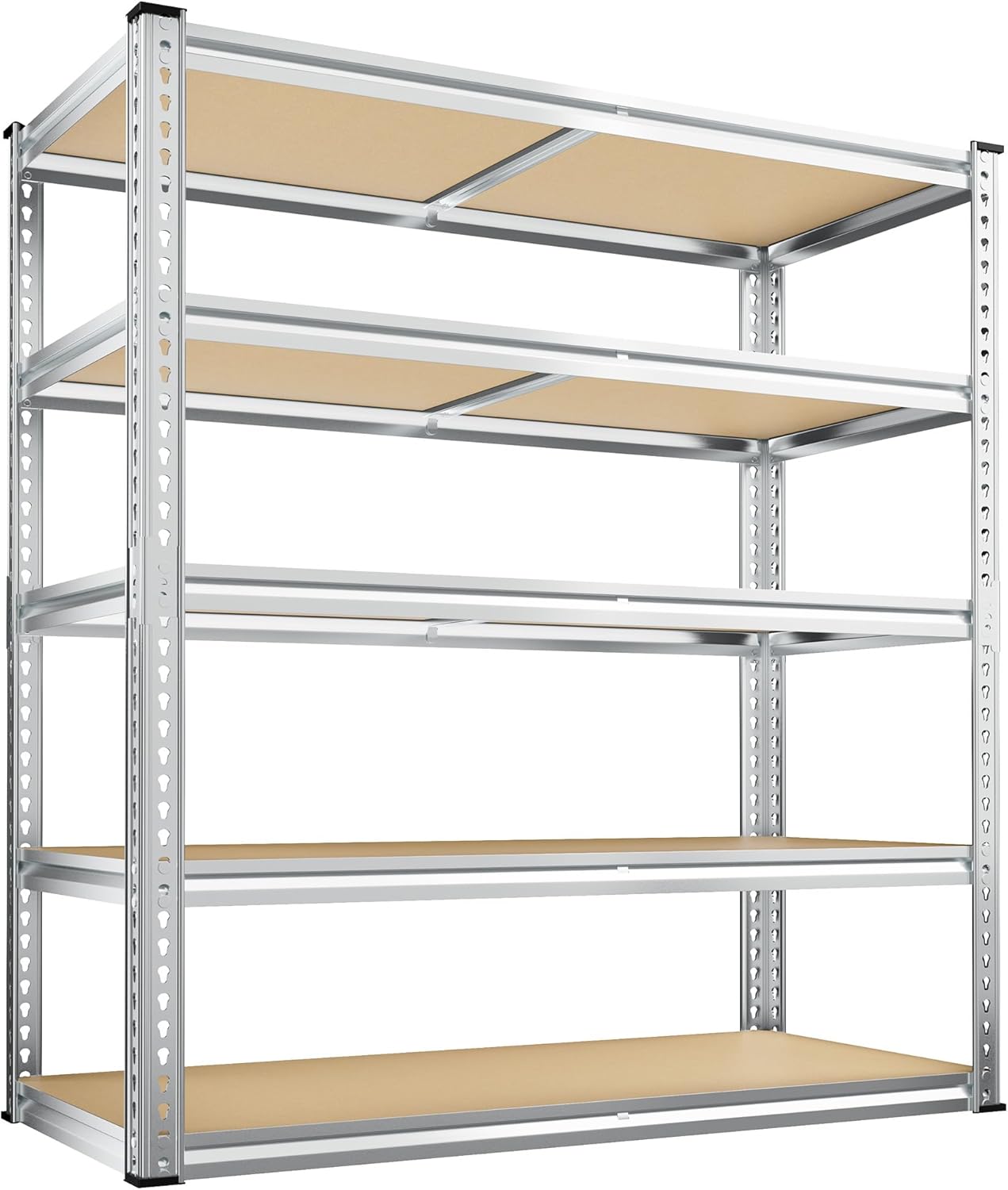 REIBII 40" W Garage Shelving 2500LBS Storage Shelves Adjustable Metal Shelving 5 Tier Pantry Shelves for Closet Kitchen Warehouse 40" W x 19.7''D x 72''H, Silver