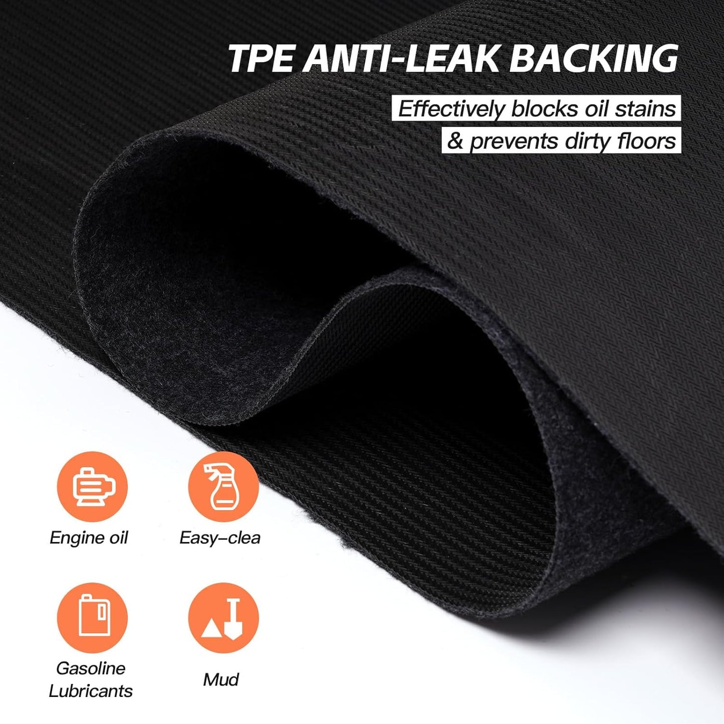 6.6'x 8.5' Garage Floor Mat & Oil Spill Mat, Heavy Duty Under Car Mat for Garage & Driveway, Protects Against Oil, Chemicals & Stains with TPE Anti-Leak Backing, Reusable & Washable