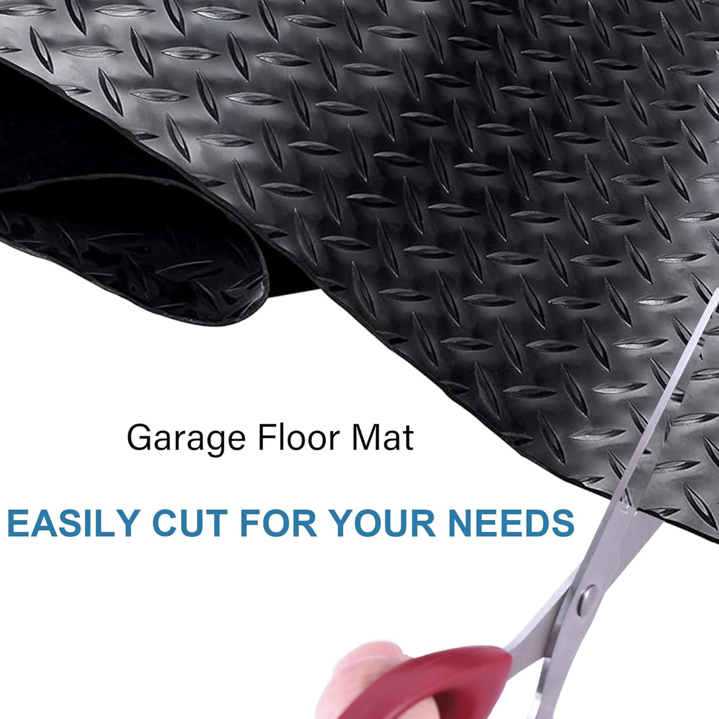 OrangeStar 4 x 10 Ft Garage Floor Mat, Diamond Plate PVC Garage Flooring Roll for Under Car, Heavy Duty Parking Mats, Black