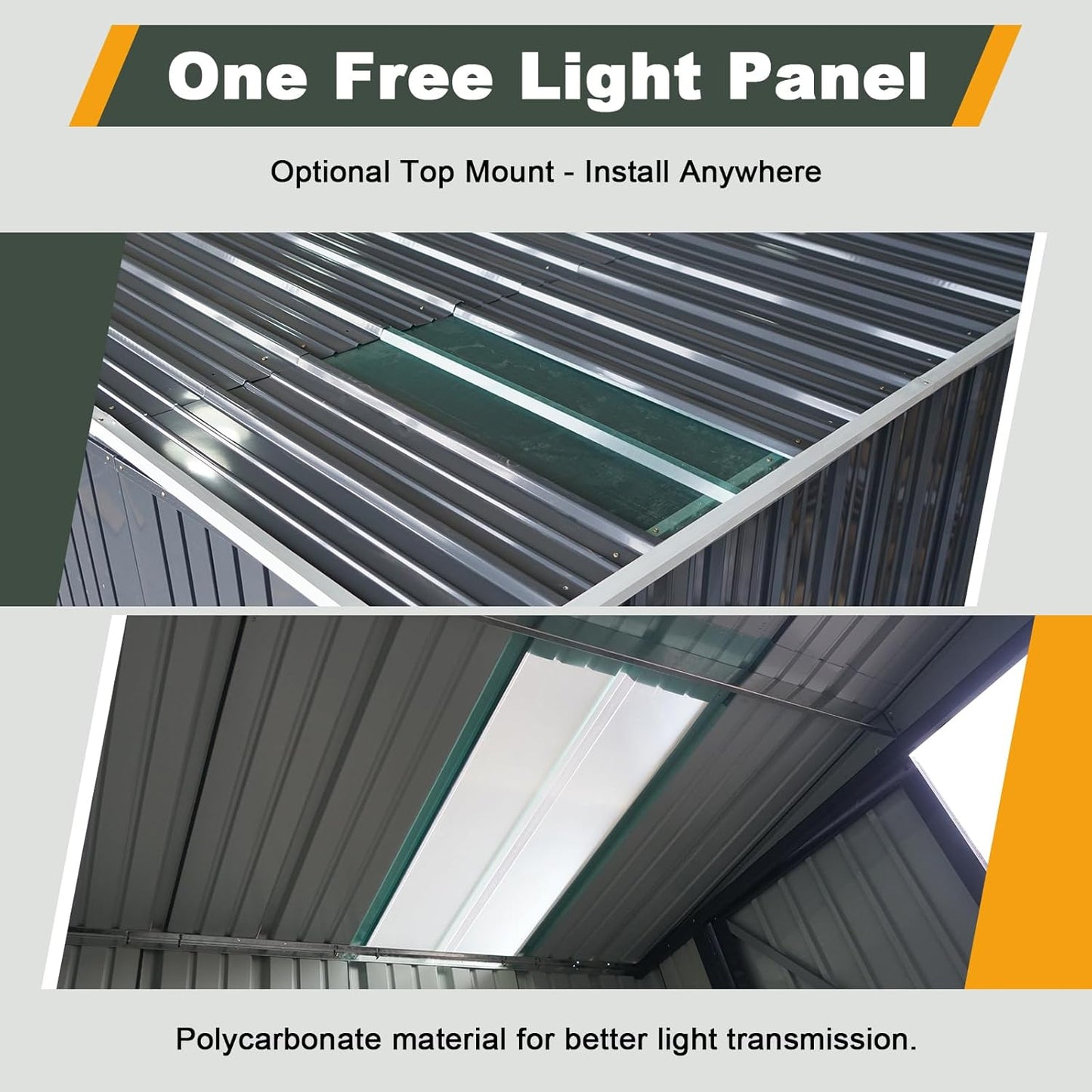 6x8FT Outdoor Storage Shed with Lockable Double Doors, Metal Lean to Garden Shed with Free PC Light Board for Tools, Small Outside Storage Shed Waterproof for Backyard, Patio, Gift for Dad