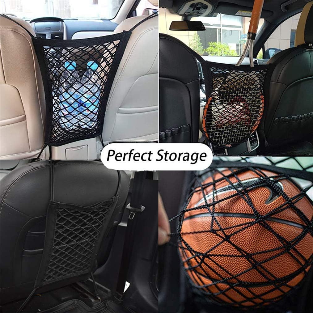 DYKESON Pet Barrier Dog Car Net Barrier with Auto Safety Mesh Organizer Baby Stretchable Storage Bag Universal for Cars, SUVs -Easy Install,Safer to Drive with Pets and Children, 2 Layer