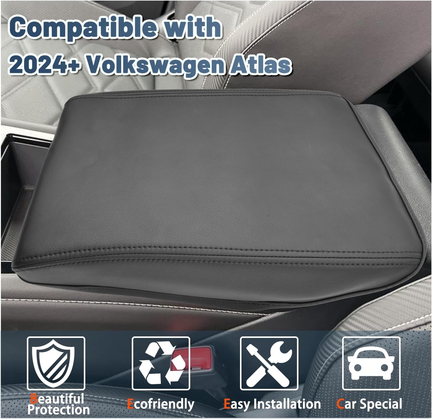 2024 Atlas Cross Sport Armrest Cover for Volkswagen Atlas 2025 Accessories Center Console Cover 2024 Atlas Armrest Cover Protector Compatible with 2024 2025 VW Volkswagen Atlas Cross Sport/SE/SEL