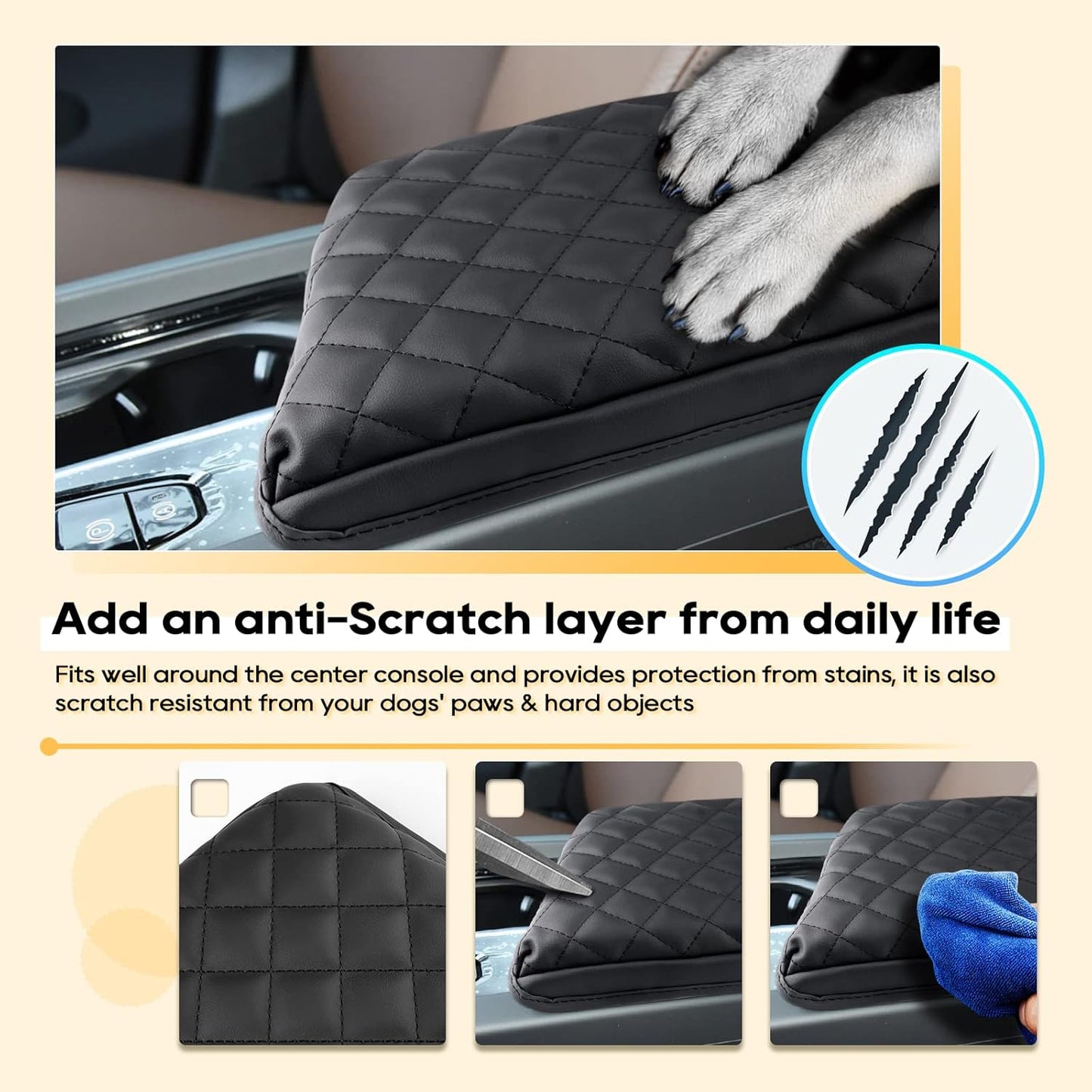 LFOTPP 2024 XC60 Armrest Cover for XC60 (2018-2024) Center Console Cover for 2018-2021 2022 2023 2024 XC60 Arm Rest Cover Interior XC60 Accessories 2024 XC60 Console Leather Anti-Scratch Waterproof