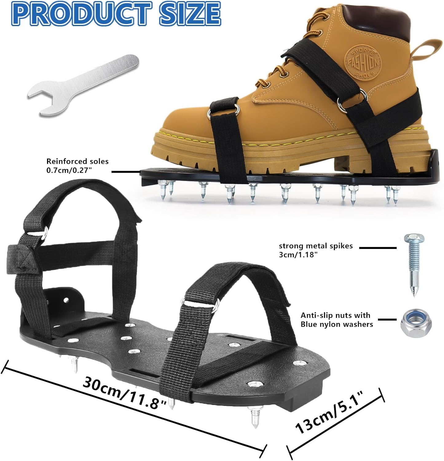 Epoxy Shoes, Fully Assembled Gunite Spiked Shoes with 3/4" Short Spikes for Epoxy Floor Coating, Self-Leveling Floor, Epoxy Garage Floors, Overlays, Cover Installation