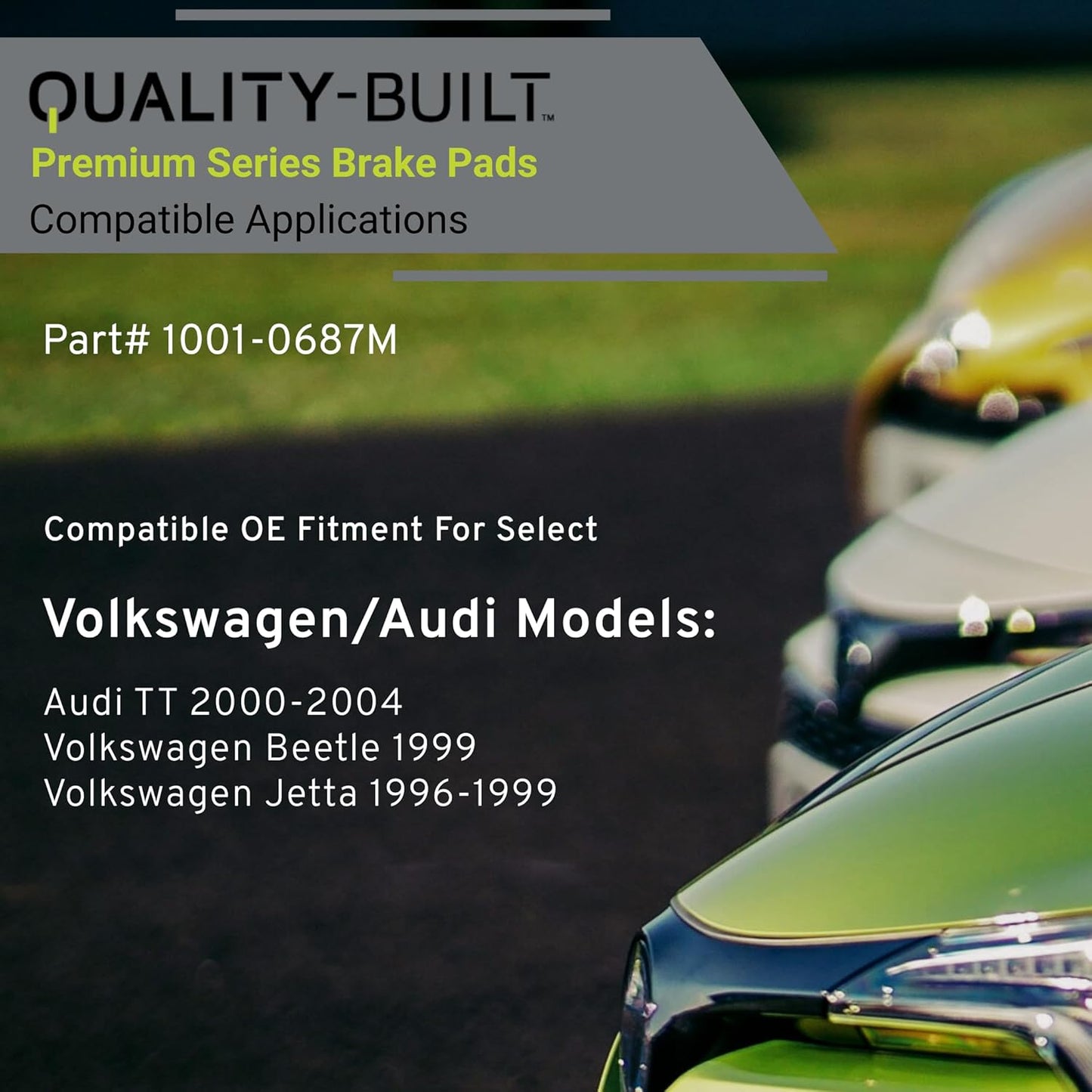 Premium Semi-Metallic Front Brake Pads (1001-0687M) Compatible with Audi TT 2000-2004, Volkswagen Beetle 1999-1999, Volkswagen Jetta 1996-1999