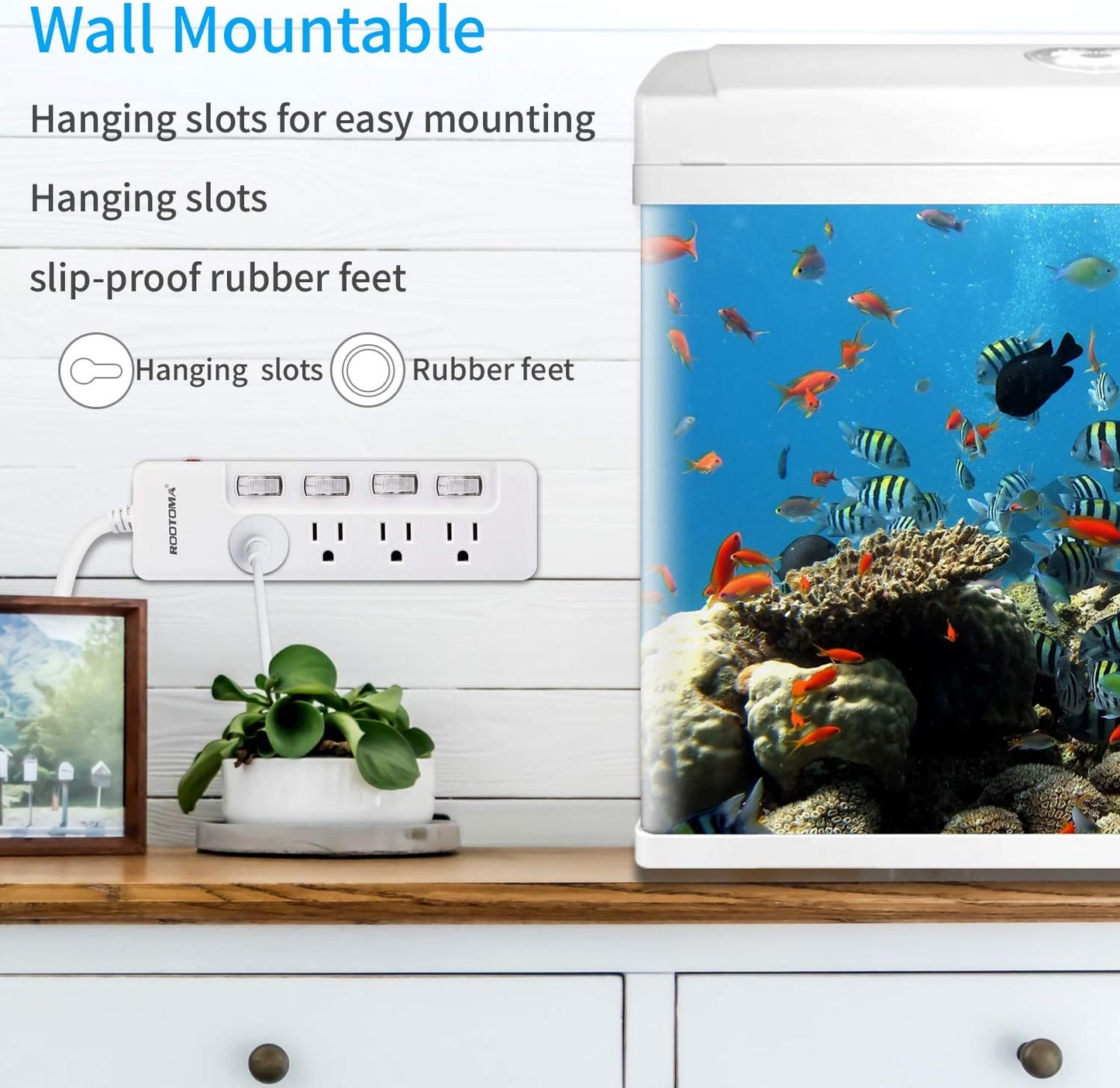 Appliance Extension Cord with Individual Switches on Off - 6 FT, 14 Gauge Heavy Duty Extension Cord with 4 AC Outlets, Wall Mountable, High Wattage for Microwave Workbench Garage Must Have, ETL Listed